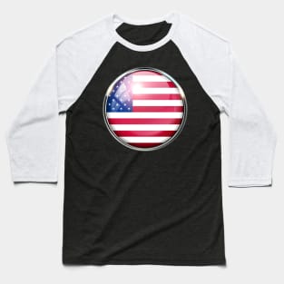 Shining United States Of America Flag Pin Badge Gift For Patriotic Americans Baseball T-Shirt